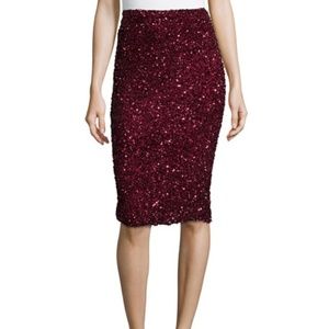 Parker Black Cascade Sequined Pencil Skirt
